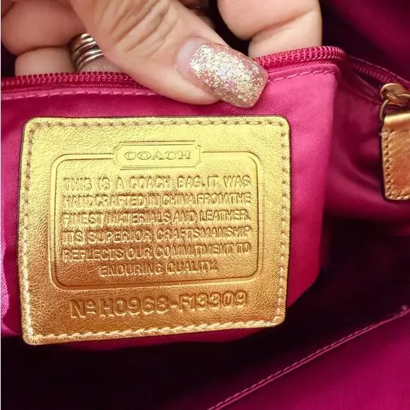 Coach Y2K Scribble Plaid Gold Trim Hobo Bag F13309 Pink Lining - Picture 9 of 11